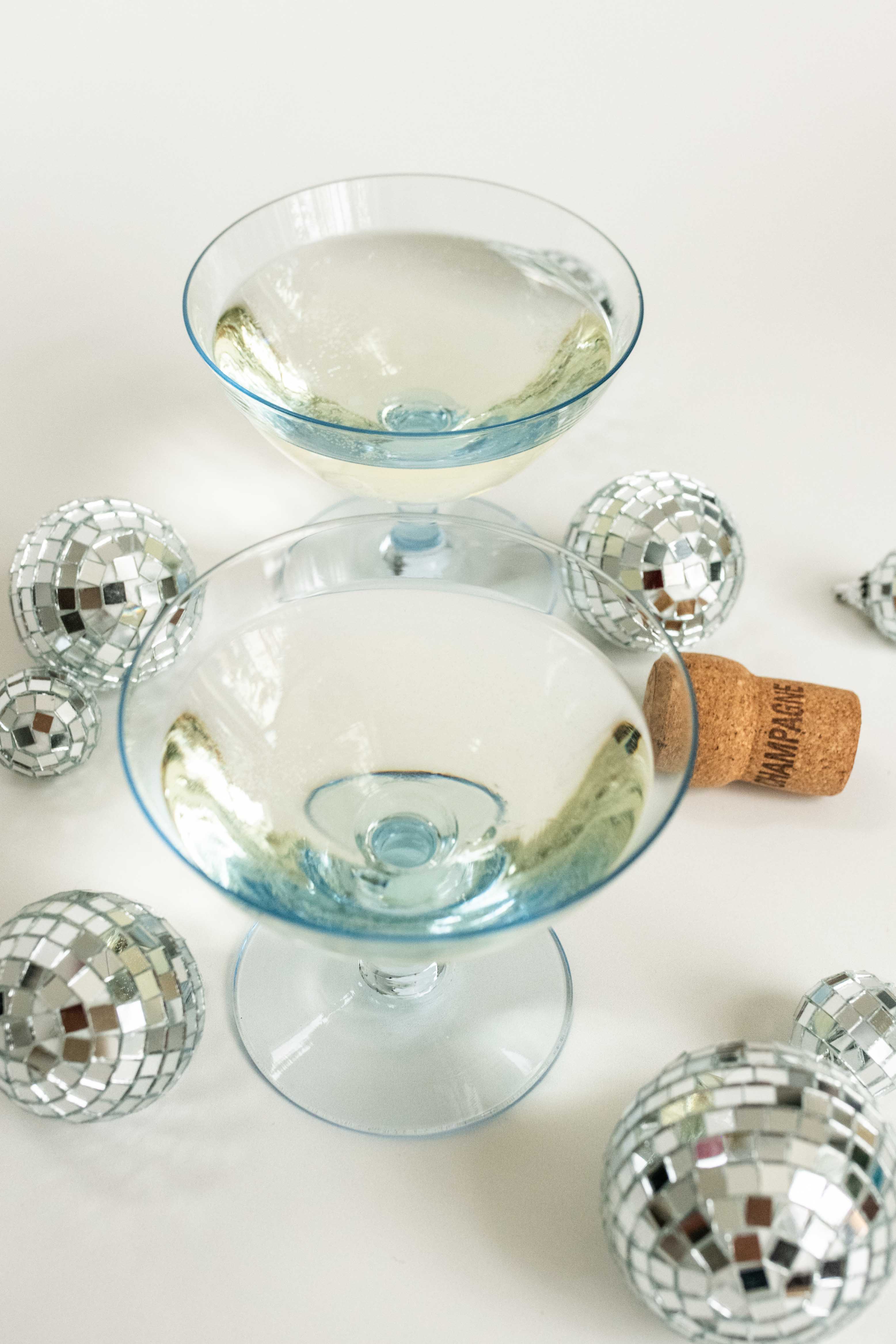 COMING SOON: One-of-a-kind Ice Blue Retro-Style Glass Coupes | Laura Rees Art (Set of 4)