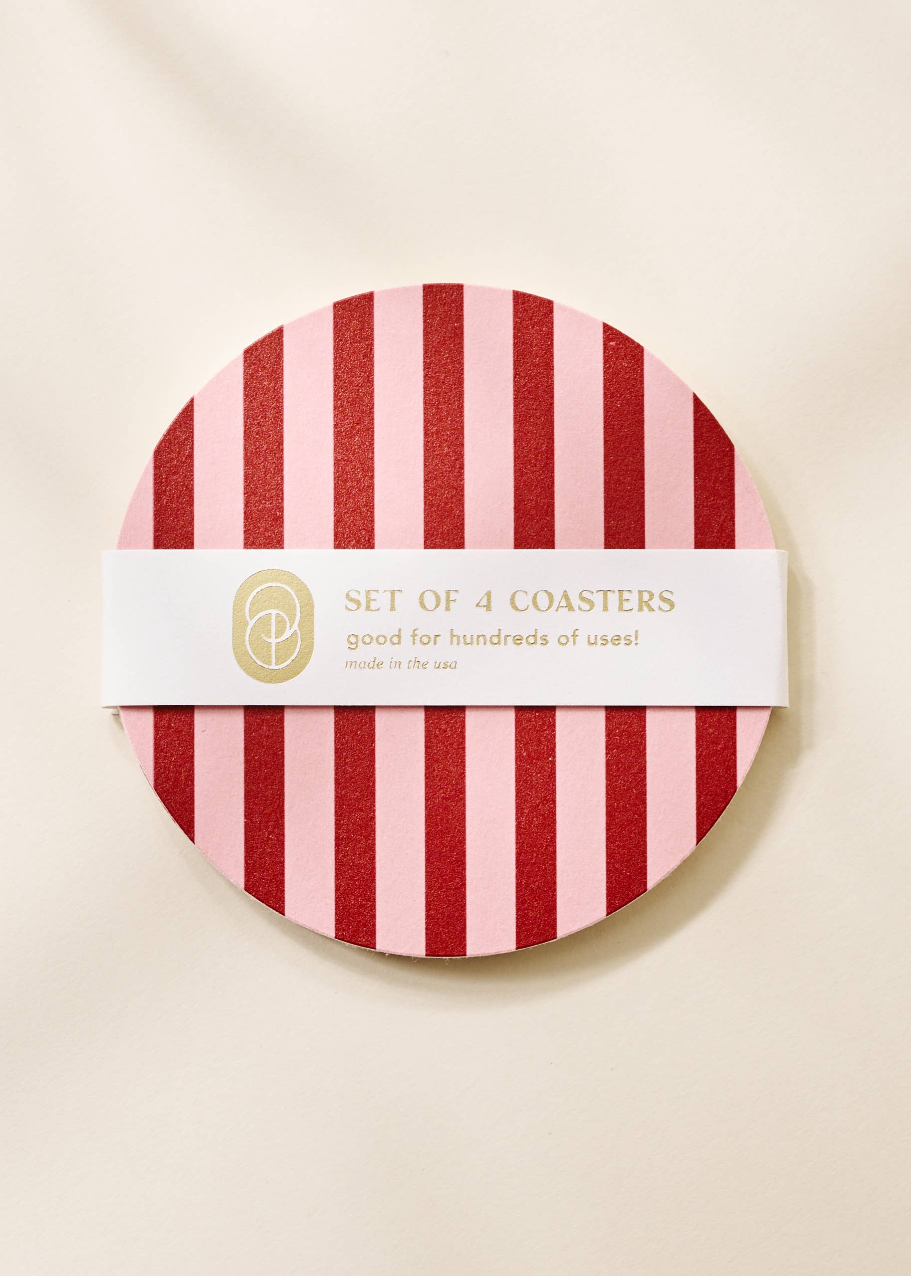 COMING SOON: Pink & Maroon Striped | One & Only Paper Coaster (Set of 4)