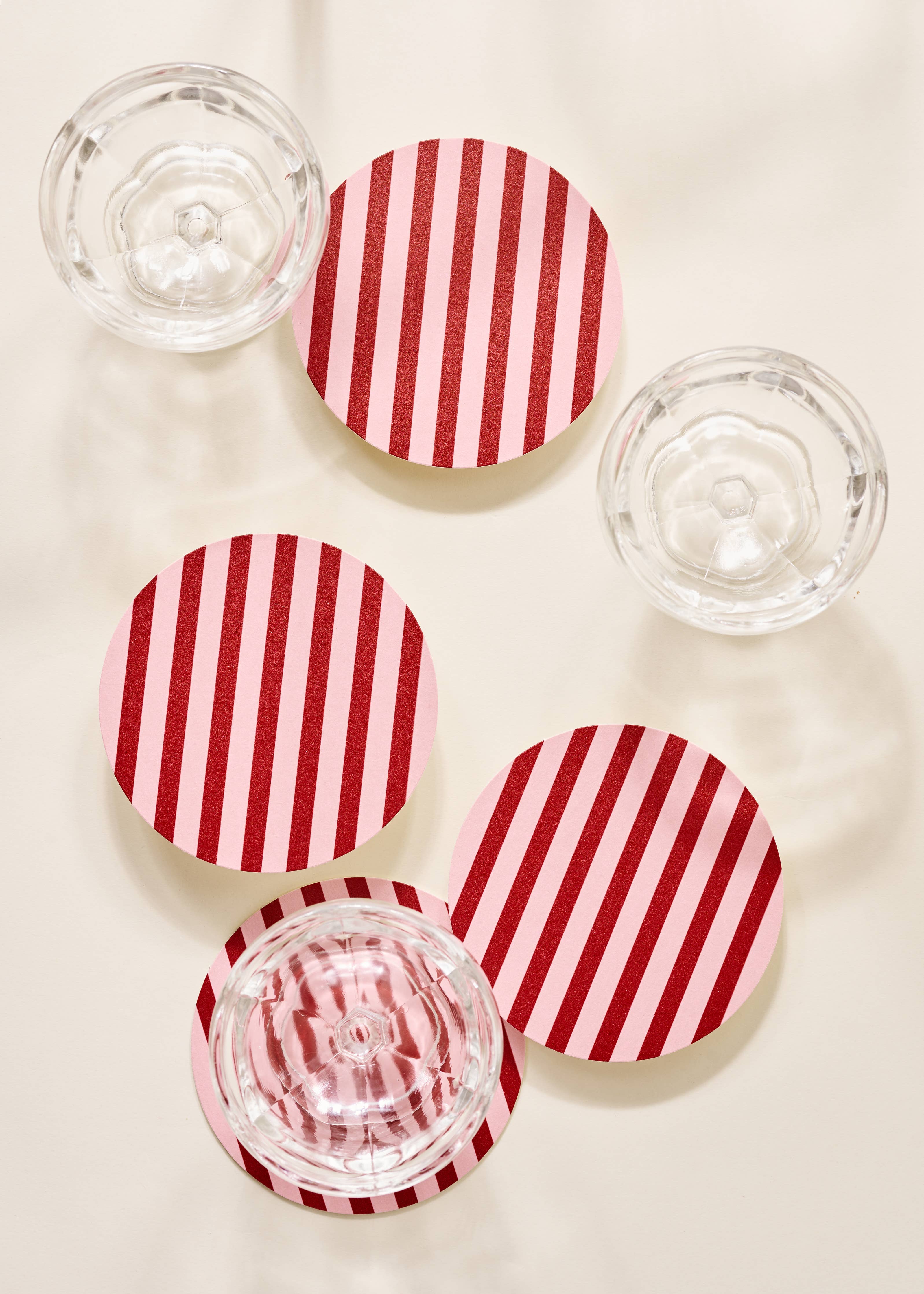COMING SOON: Pink & Maroon Striped | One & Only Paper Coaster (Set of 4)